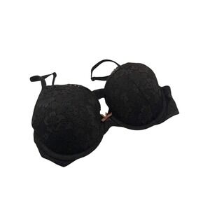 Victoria's Secret Body Perfect Shape Black Lace‎ Bra 32D Underwire